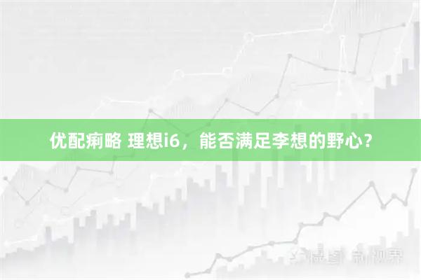 优配痢略 理想i6，能否满足李想的野心？