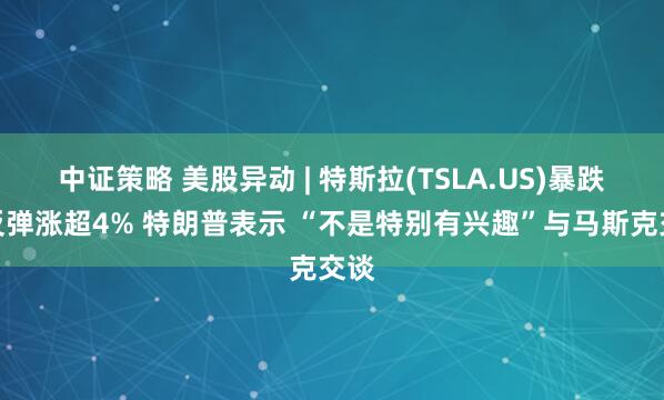 中证策略 美股异动 | 特斯拉(TSLA.US)暴跌后反弹涨超4% 特朗普表示 “不是特别有兴趣”与马斯克交谈